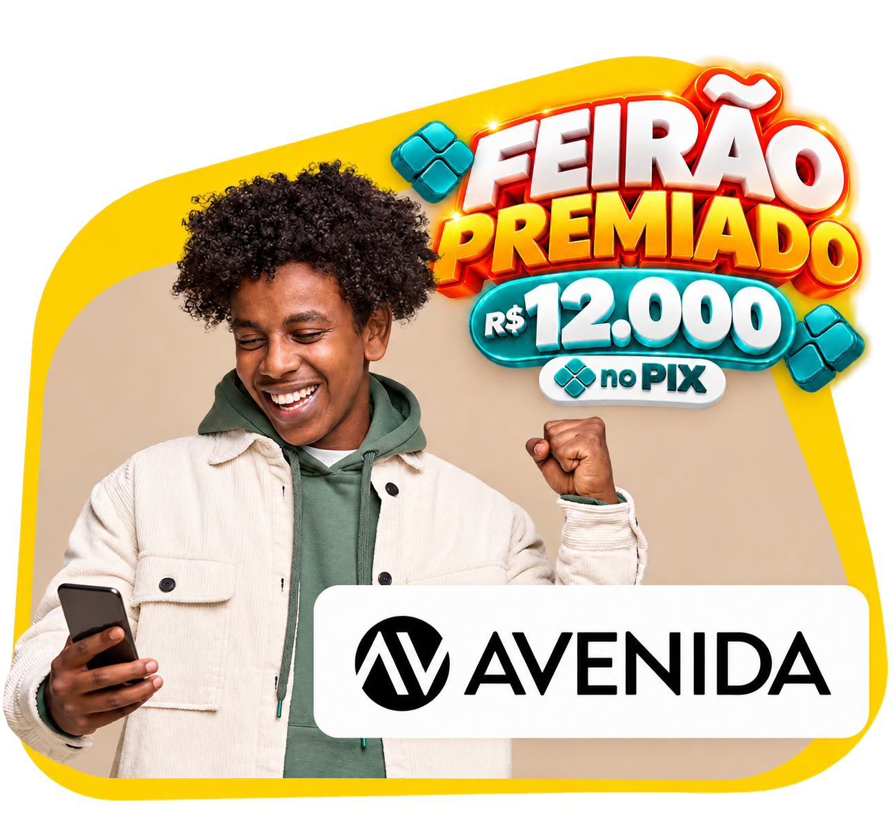 um rapaz feliz sorrindo usando o celular