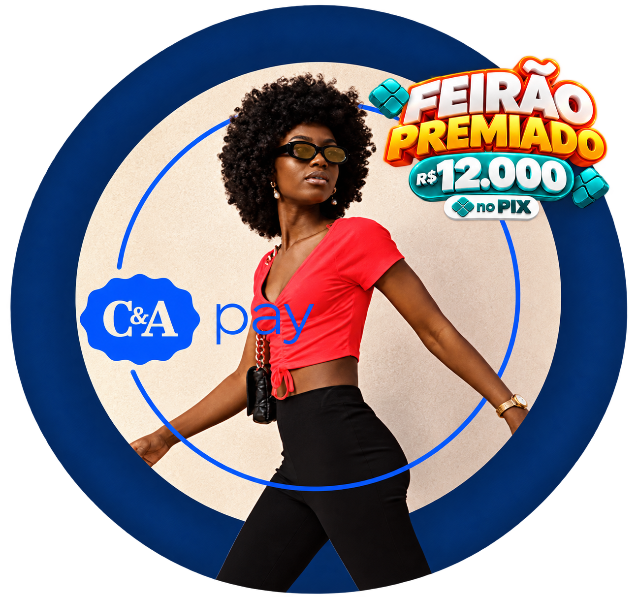 Jovem negra, de óculos escuro, andando e olhando para trás.